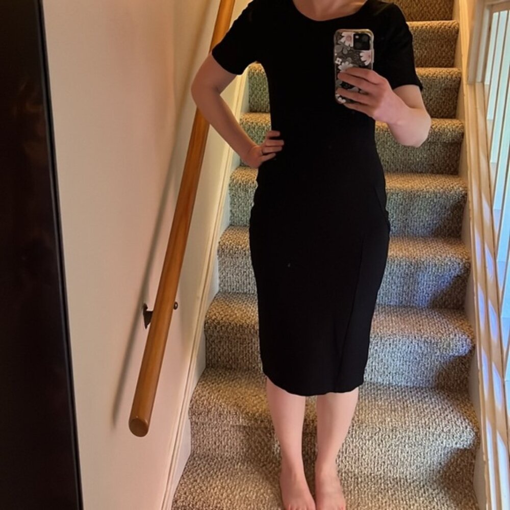 Black pinup style little black midi dress